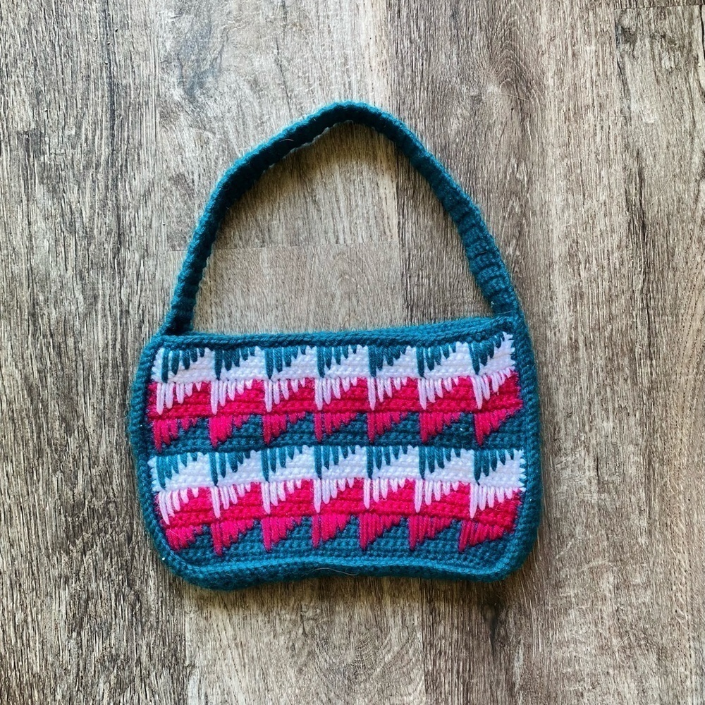 Crochet Shoulder purse bag 90s 2000s trendy retro knit handmade
